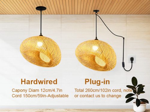 Creative Nest Bamboo Pendant Light Cord Options