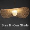 Creative Flower Bamboo Pendant Light Oval Shade