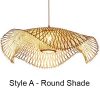 Creative Flower Bamboo Pendant Light Round Shade