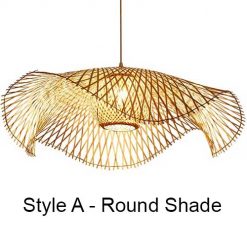 Creative Flower Bamboo Pendant Light Round Shade