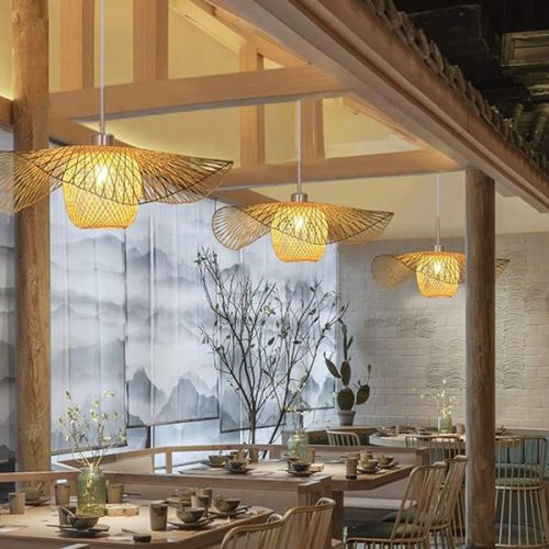 Creative Flower Bamboo Pendant Light Restaurant
