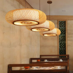 High Quality Bamboo Chandelier Wicker Light Fixture Hanging