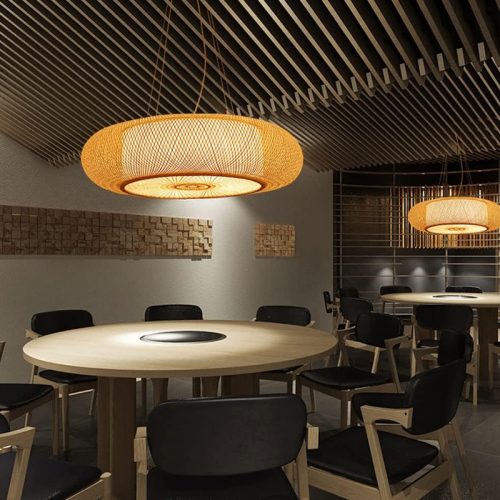 High Quality Bamboo Chandelier Wicker Light For Restaurant