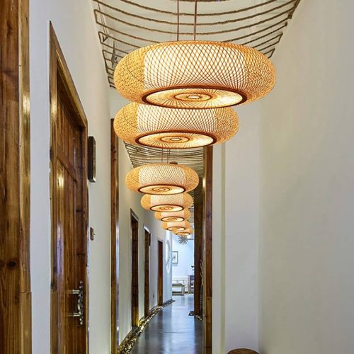 High Quality Round Bamboo Chandelier Hallway