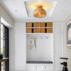 Lustre Bamboo Ceiling Light Wicker Lampshade Balcony