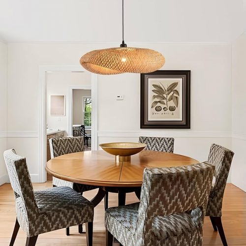 Nest Bamboo Pendant Light Wicker Lampshade Dining Room