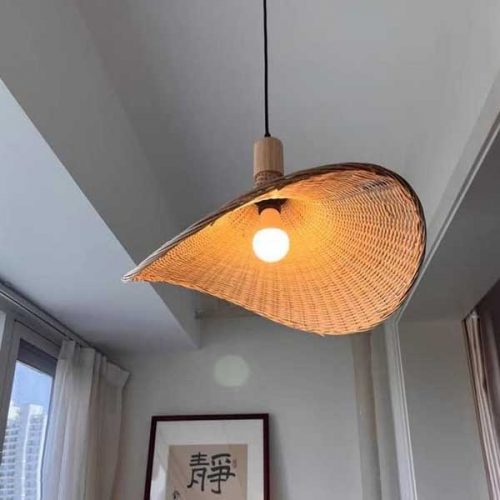 Rattan Straw Hat Pendant Light Balcony