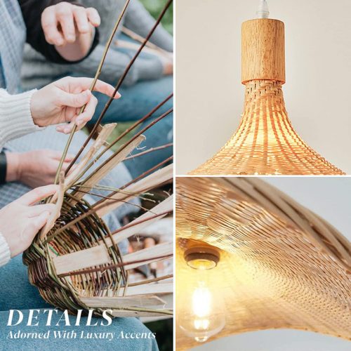 Rattan Straw Hat Pendant Light Detail