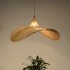 Rattan Straw Hat Pendant Light Over Kitchen Island