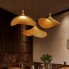 Rattan Straw Hat Pendant Light Over Kitchen Island