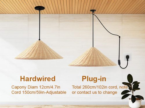 Rattan Cone Lampshade Cord Options