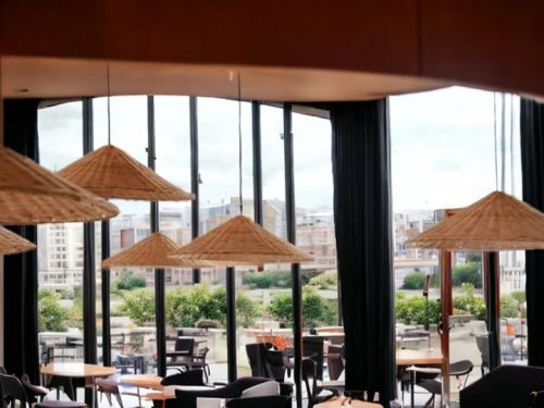 Restaurant Rattan Cone Lampshades