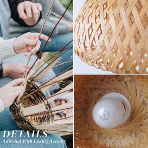 Round Bamboo Basket Pendant Light Detail