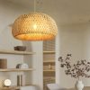 Round Bamboo Basket Pendant Light Kitchen Table