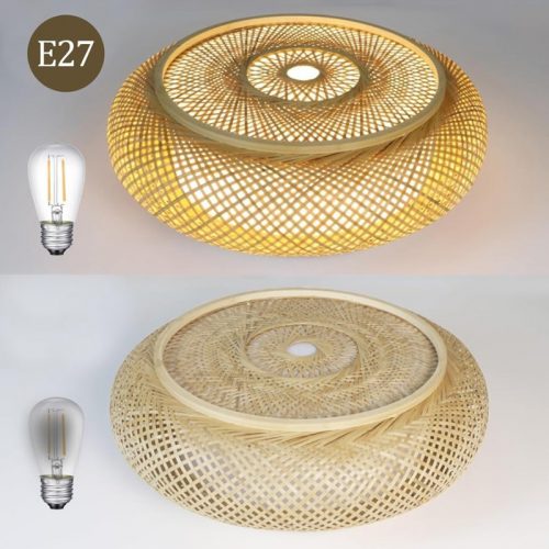 Round Bamboo Chandelier Wicker Light Effect