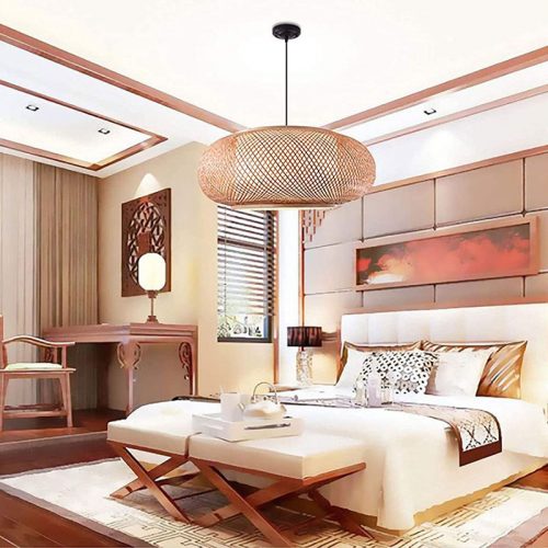 Round Bamboo Donut Pendant Light