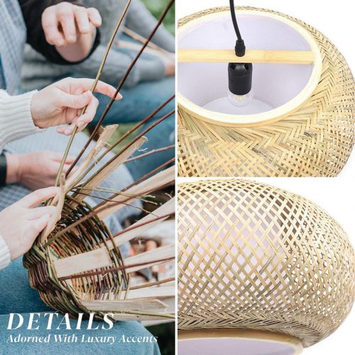Round Bamboo Donut Pendant Light Detail
