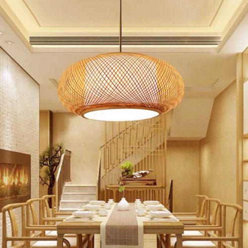 Round Bamboo Donut Pendant Light Dining Room