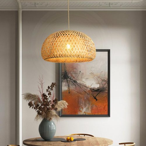 Round Bamboo Pendant Light Basket Fixtures