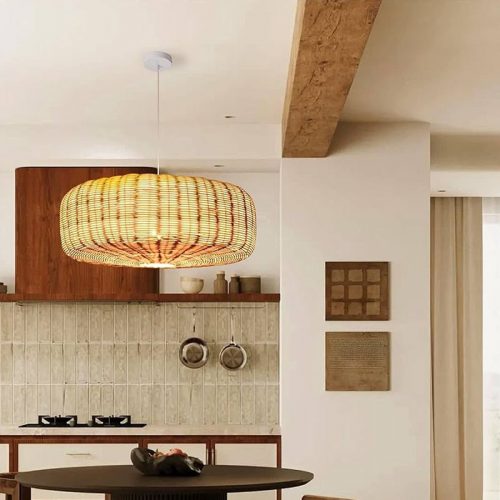 Round Gentle Rattan Chandelier Dining Room
