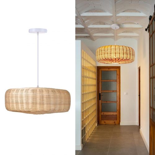 Round Gentle Rattan Light Fixture Hallway