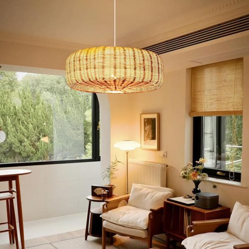 Round Gentle Rattan Pendant Light Living Room