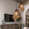 Spiral Pendant Light Fixture Rattan Lamp Shade