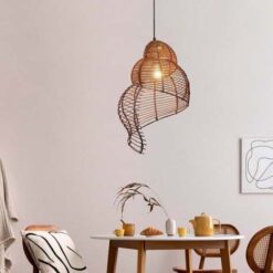 Spiral Pendant Light Fixture Rattan Lamp Shade