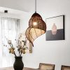 Spiral Pendant Light Fixture Sea Snail Shape Rattan Lamp Shade