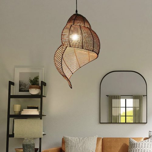 Spiral Rattan Pendant Light Living Room