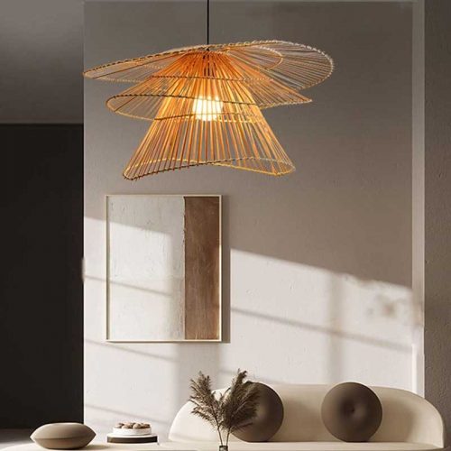Three Tier Bamboo Pendant Light Living Room