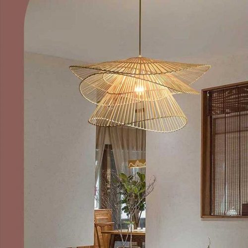 Three Tier Bamboo Pendant Light For Open Living Room