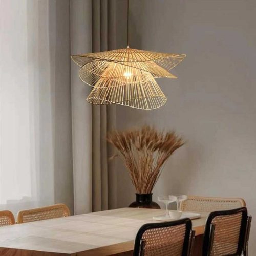 Three Tiers Bamboo Pendant Light Dining Room