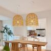 Wicker Cage Pendant Light Fixture Rattan Lamp Shade