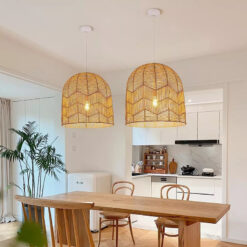 Wicker Cage Pendant Light Fixture Rattan Lamp Shade