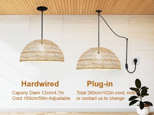 Wicker Dome Pendant Light Rattan Dome Pendant Hanging Option