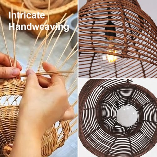 Woven Spiral Rattan Pendant Light