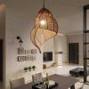 Spiral Pendant Light Fixture Rattan Lamp Shade Sea Snail Shape