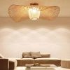 Creative Lotus Bamboo Ceiling Light Wicker Lamp Flush Mount