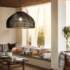 black rattan lampshade, rattan pendant light kitchen lamp