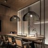 black rattan lampshade, rattan pendant light kitchen lamp