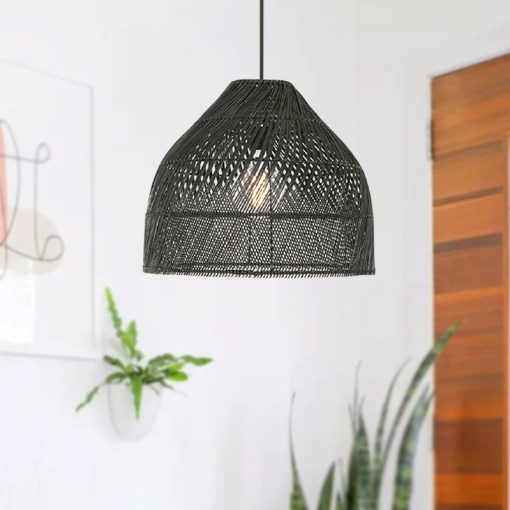 black rattan light shade kitchen lamp