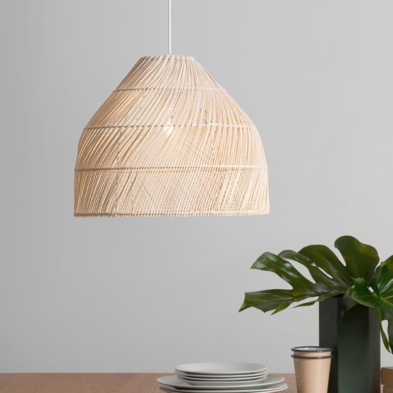 Rattan Bell Pendant Light Kitchen Dining Room