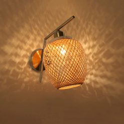 New Woven Wall Lights Vintage, Bamboo Lampshade Rattan Wall Lamp Sconce