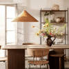 Rattan Cone Lamp Shade Woven Rattan Light Vintage Kitchen Lamp, Brown Beige Rattan Pendant Lights