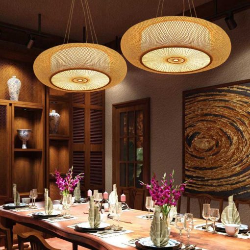 round bamboo pendant light, living room chandelier
