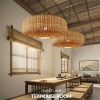 round rattan chandelier, kitchen rattan lampshade