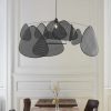 Black Rattan Chandelier, Hanging Black Lamp