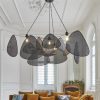 Black Rattan Chandelier, Hanging Black Lamp
