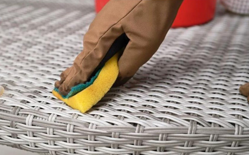 Clean Outdoor Synthetic Rattan Furniture With Soapy Water